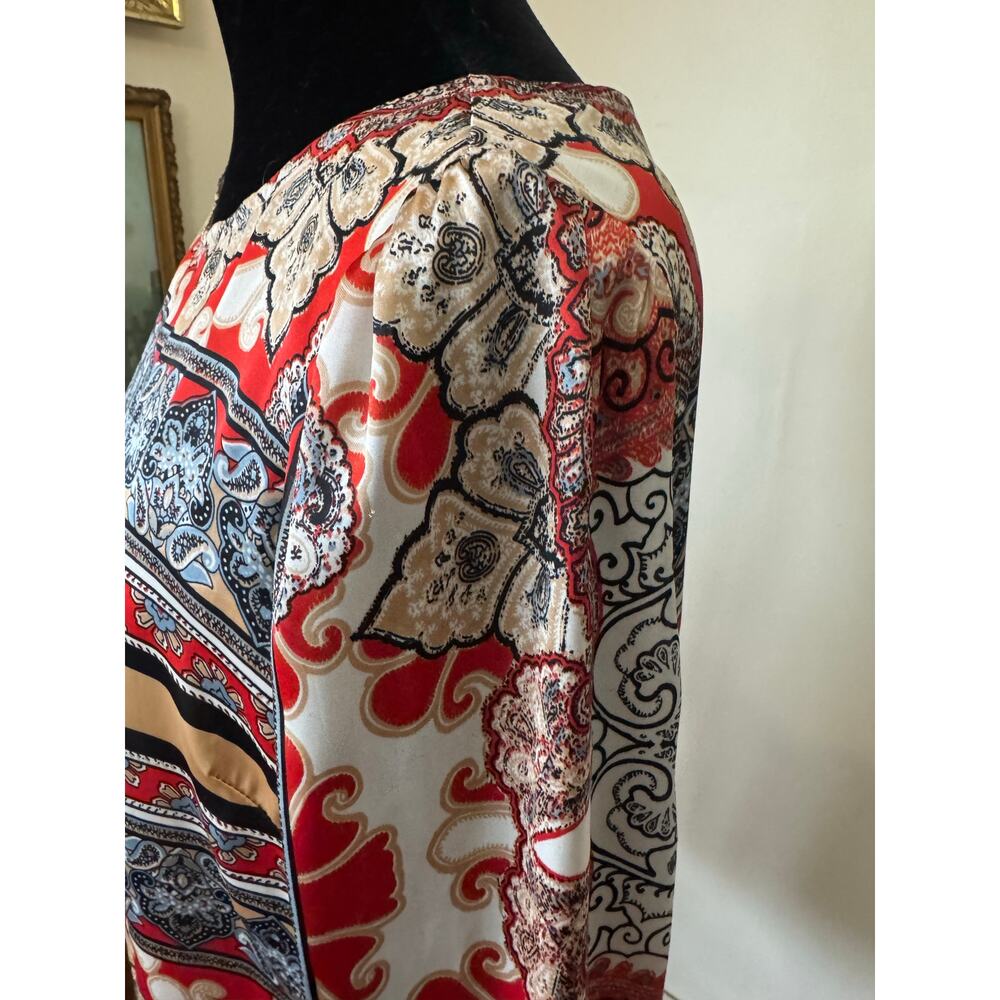 Ark & Co Paisley Print Shift Dress Boho Red Beige Medium - Picture 3 of 11